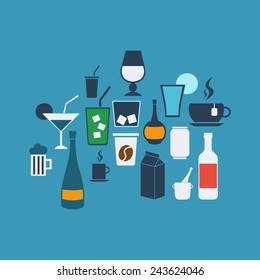 Flat modern design with shadow container a drink