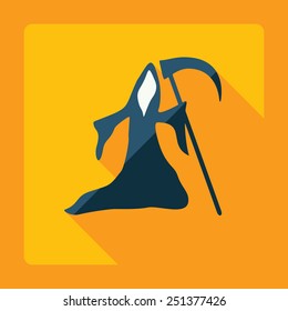 Flat modern design with shadow Death a scythe