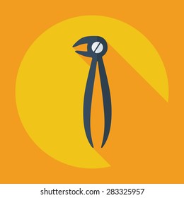 Flat modern design with shadow dental pliers
