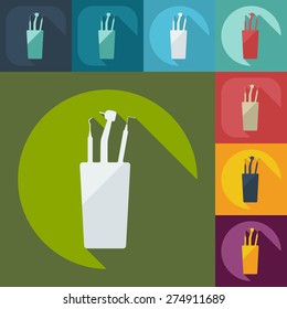 Flat modern design with shadow dentist tool