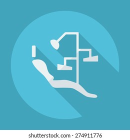 Flat modern design with shadow dentist chair