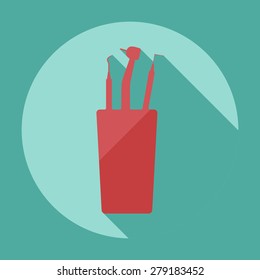 Flat modern design with shadow dentist tool