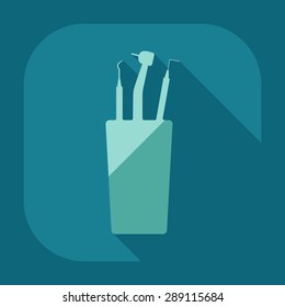 Flat modern design with shadow dentist tool