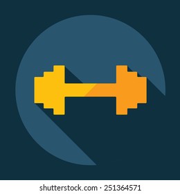 Flat modern design with shadow, dumbbell