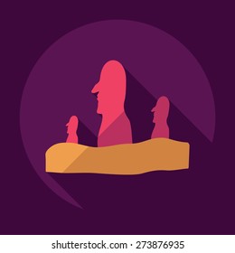 Flat modern design with shadow Easter Island Statues