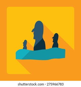 Flat modern design with shadow Easter Island Statues