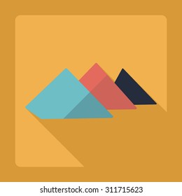 Flat modern design with shadow Egyptian pyramids