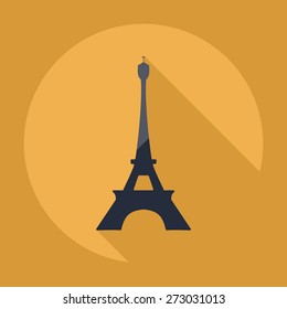 Flat modern design with shadow Eiffel Tower