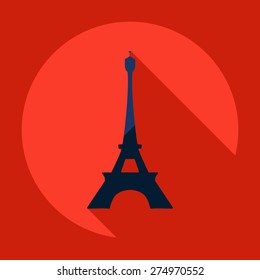 Flat modern design with shadow Eiffel Tower