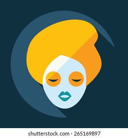 Flat modern design with shadow girl's face