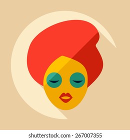 Flat modern design with shadow girl's face