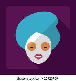 Flat modern design with shadow girl's face