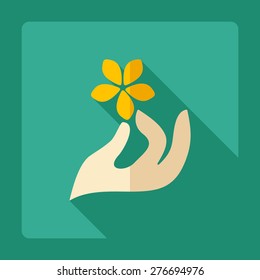Flat modern design with shadow  hand icon Spa