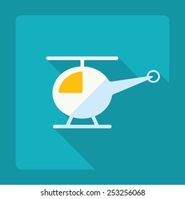 Flat modern design with shadow, helicopter