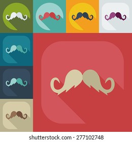 Flat modern design with shadow icon mustache
