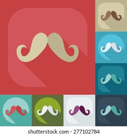 Flat modern design with shadow icon mustache