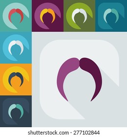 Flat modern design with shadow icon mustache