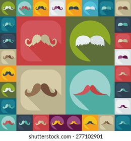 Flat modern design with shadow icon mustache