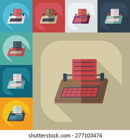 Flat modern design with shadow icon typewriter