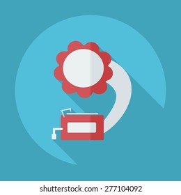 Flat modern design with shadow icon gramophone