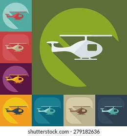 Flat modern design with shadow icon helicopter
