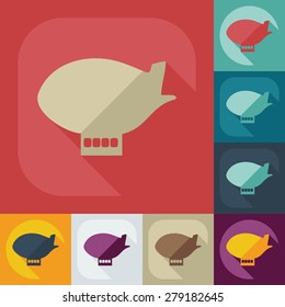 Flat modern design with shadow icon airship