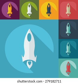 Flat modern design with shadow icon rocket