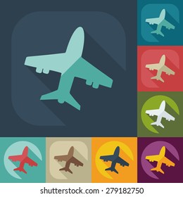Flat modern design with shadow icon plane