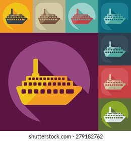 Flat modern design with shadow icon ship