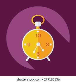 Flat modern design with shadow icon old alarm clock