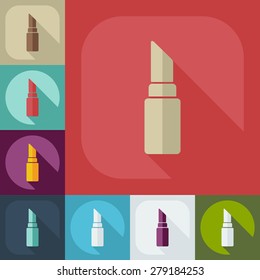 Flat modern design with shadow icon lipstick