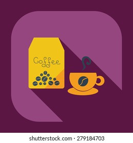 Flat modern design with shadow icon coffee