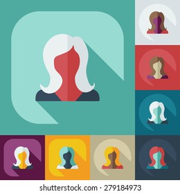 Flat modern design with shadow icon silhouette girl creative hairstyle