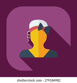 Flat modern design with shadow icon silhouette girl creative hairstyle