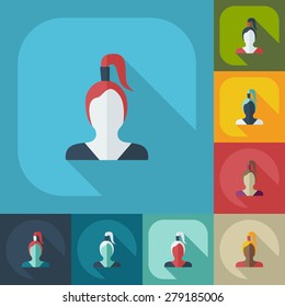 Flat modern design with shadow icon silhouette girl creative hairstyle