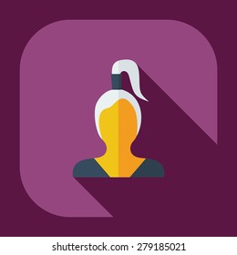 Flat modern design with shadow icon silhouette girl creative hairstyle