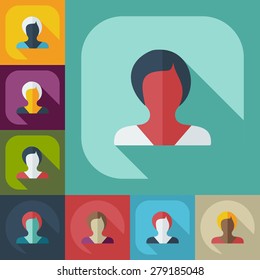 Flat modern design with shadow icon silhouette girl creative hairstyle