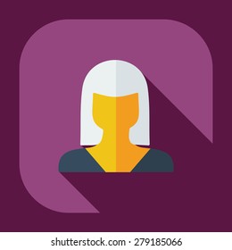 Flat modern design with shadow icon silhouette girl creative hairstyle