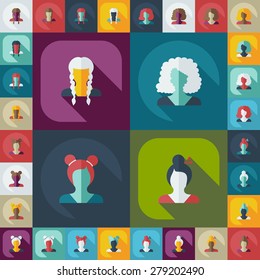 Flat modern design with shadow icon silhouette girl creative hairstyle