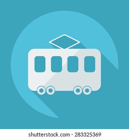 Flat modern design with shadow icon tram