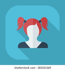 Flat modern design with shadow icon silhouette girl creative hairstyle