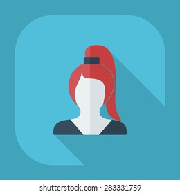 Flat modern design with shadow icon silhouette girl creative hairstyle