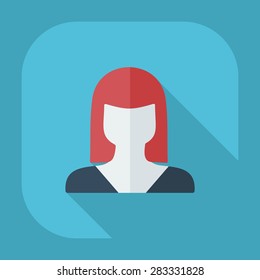 Flat modern design with shadow icon silhouette girl creative hairstyle