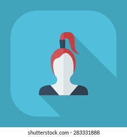 Flat modern design with shadow icon silhouette girl creative hairstyle