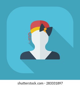 Flat modern design with shadow icon silhouette girl creative hairstyle