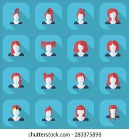 Flat modern design with shadow icon silhouette girl creative hairstyle