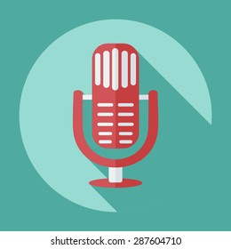 Flat modern design with shadow icon microphone