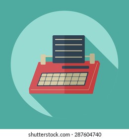 Flat modern design with shadow icon typewriter