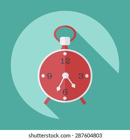 Flat modern design with shadow icon old alarm clock