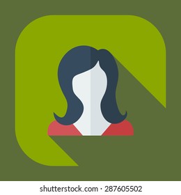 Flat modern design with shadow icon silhouette girl creative hairstyle